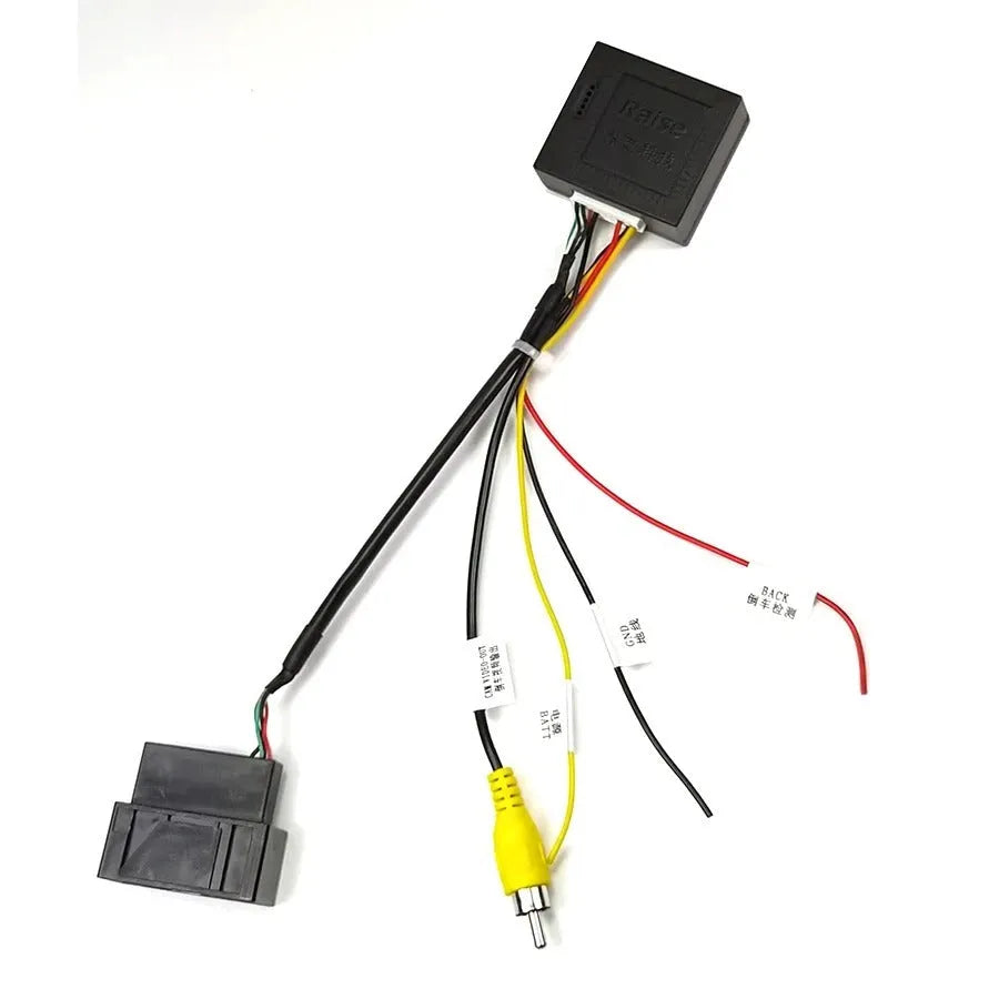 Black car camera conversion box for MIB host reverse camera installation on Volkswagen Skoda vehicles