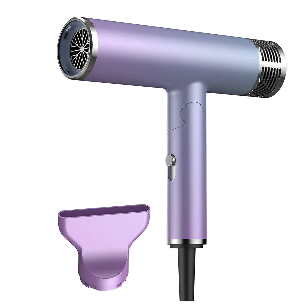 Foldable hair dryer showing compact folded design for travel storage