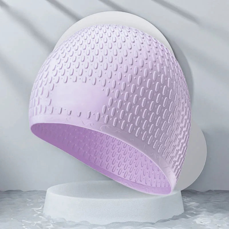 Silicone water drop design swimming cap for adults in multiple colour options