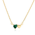 925 sterling silver heart pendant necklace with emerald zircon and peach heart for women in gold finish