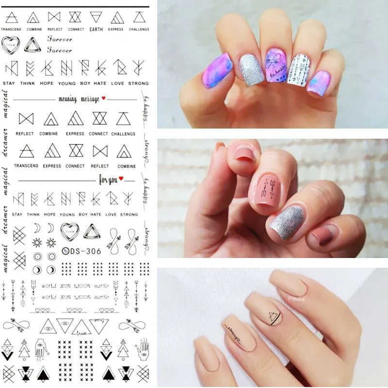 Geometric DIY art nail polish stickers in colour DC306, self-adhesive nail wraps for creative manicure
