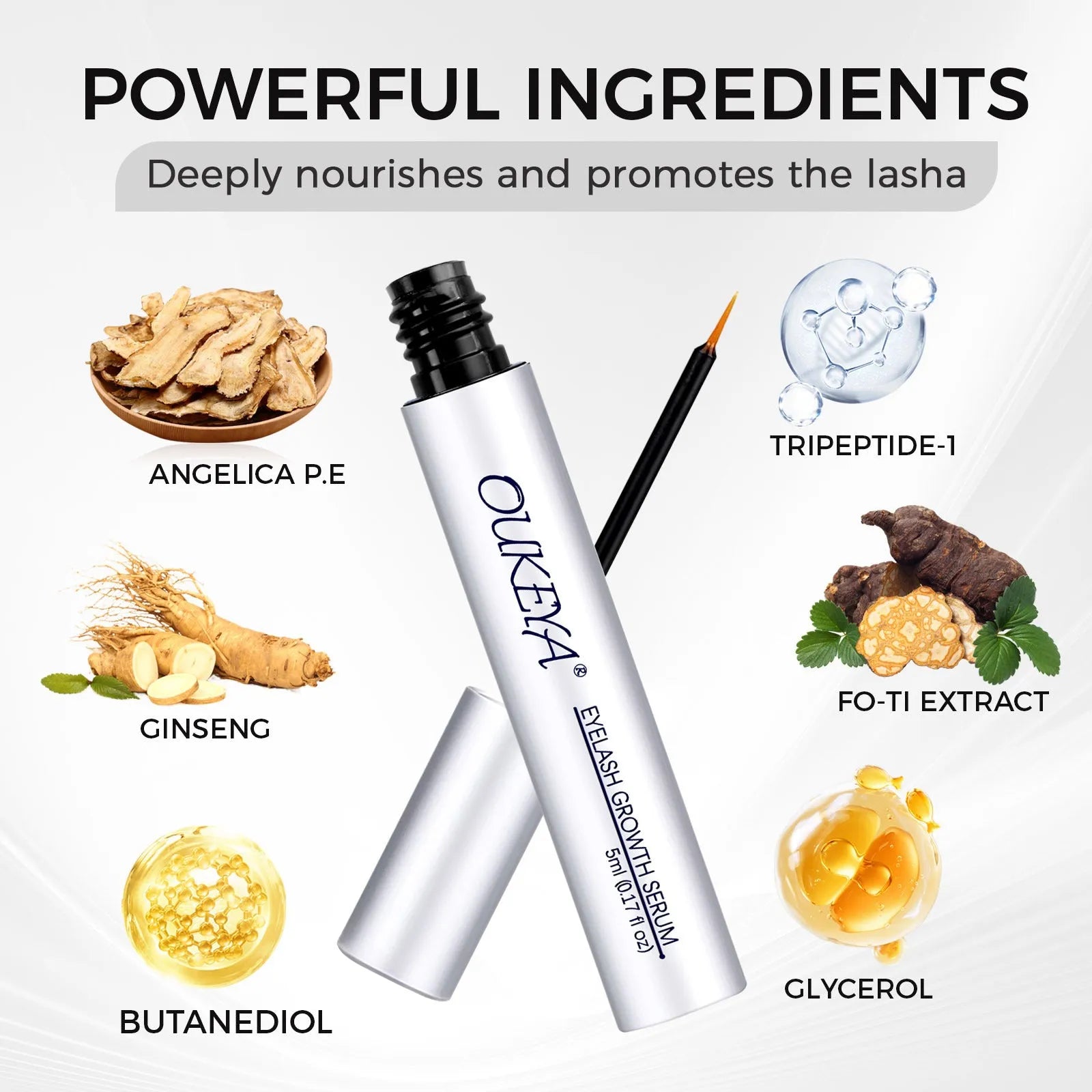 Silver bottle of 5ml eyelash growth essence nutrient solution for eyelash care