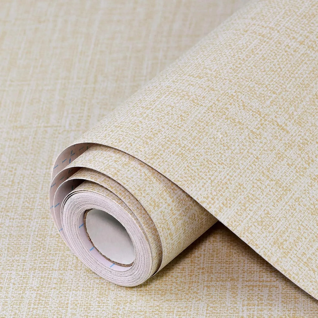 Linen texture self-adhesive wallpaper roll in modern simplicity style for wall renovation