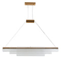 Minimalist modern glass pendant lamp with iron body in three hanging lengths.