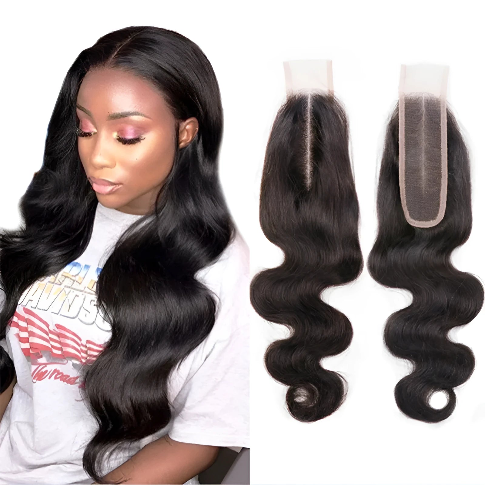 A natural colour straight human hair wig for women, shown in an exotic style.