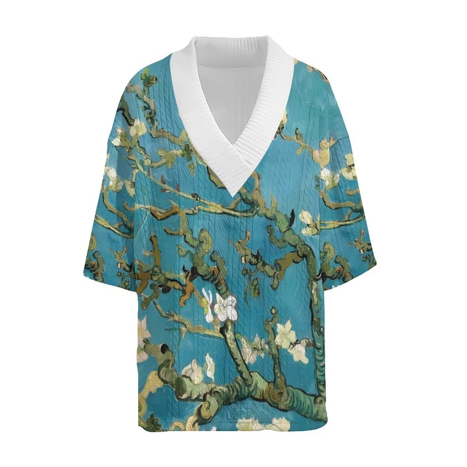 Men's peacock blue 3D printed casual suit with knitted shorts and matching T-shirt top