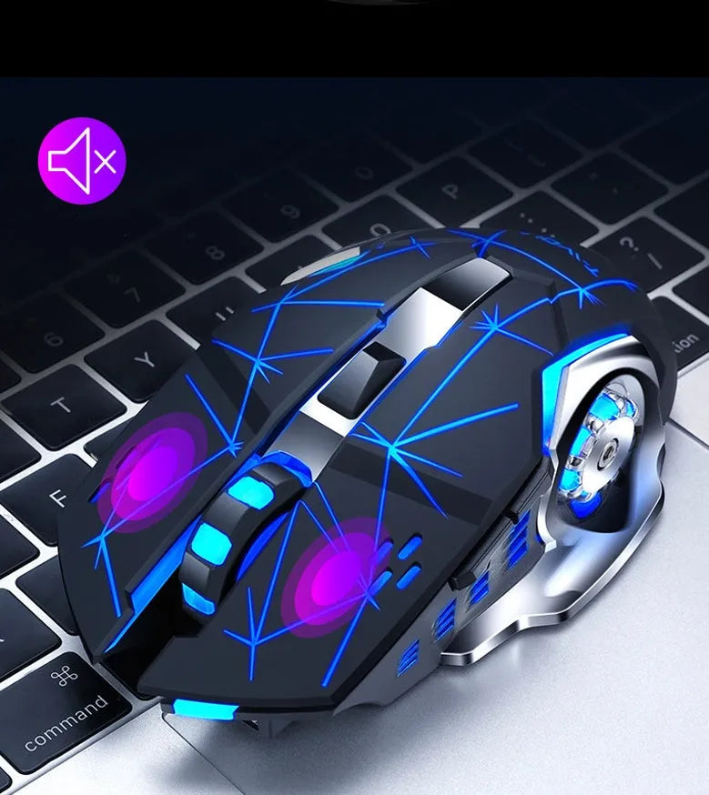 Black and white wireless charging silent computer mouse with optical sensor