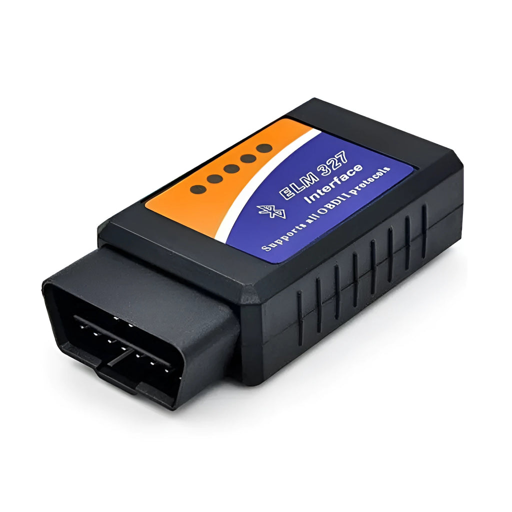 Bluetooth OBD2 auto fault detector and code reader on a car dashboard