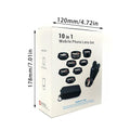 Black ten-in-one set of external HD glass camera lenses with aluminium-magnesium alloy housing for mobile phones.