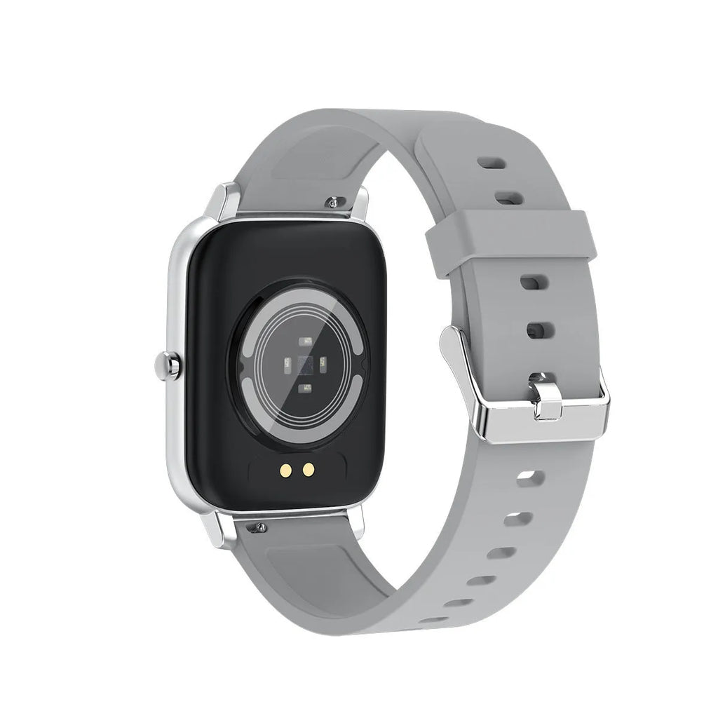 H80 sports smart watch with black silicone strap showing health metrics on a 1.69-inch spherical glass touchscreen.