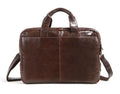 Brown 18 inch men's business briefcase in first layer cowhide with leather pattern texture
