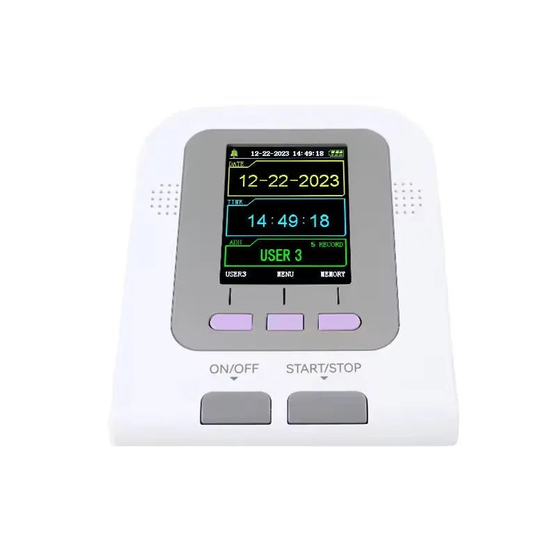CONTEC08A Vet digital blood pressure monitor with colour screen and animal cuff on a table.