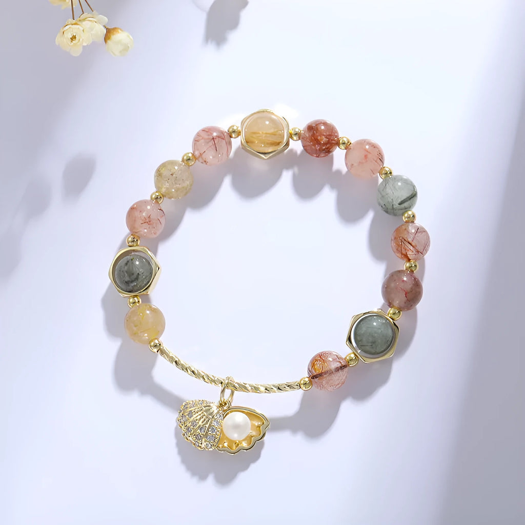 Women's crystal bracelet with shell design and animal zodiac modelling