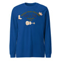 Men's blue patterned loose fit sweater with round neck and printed design