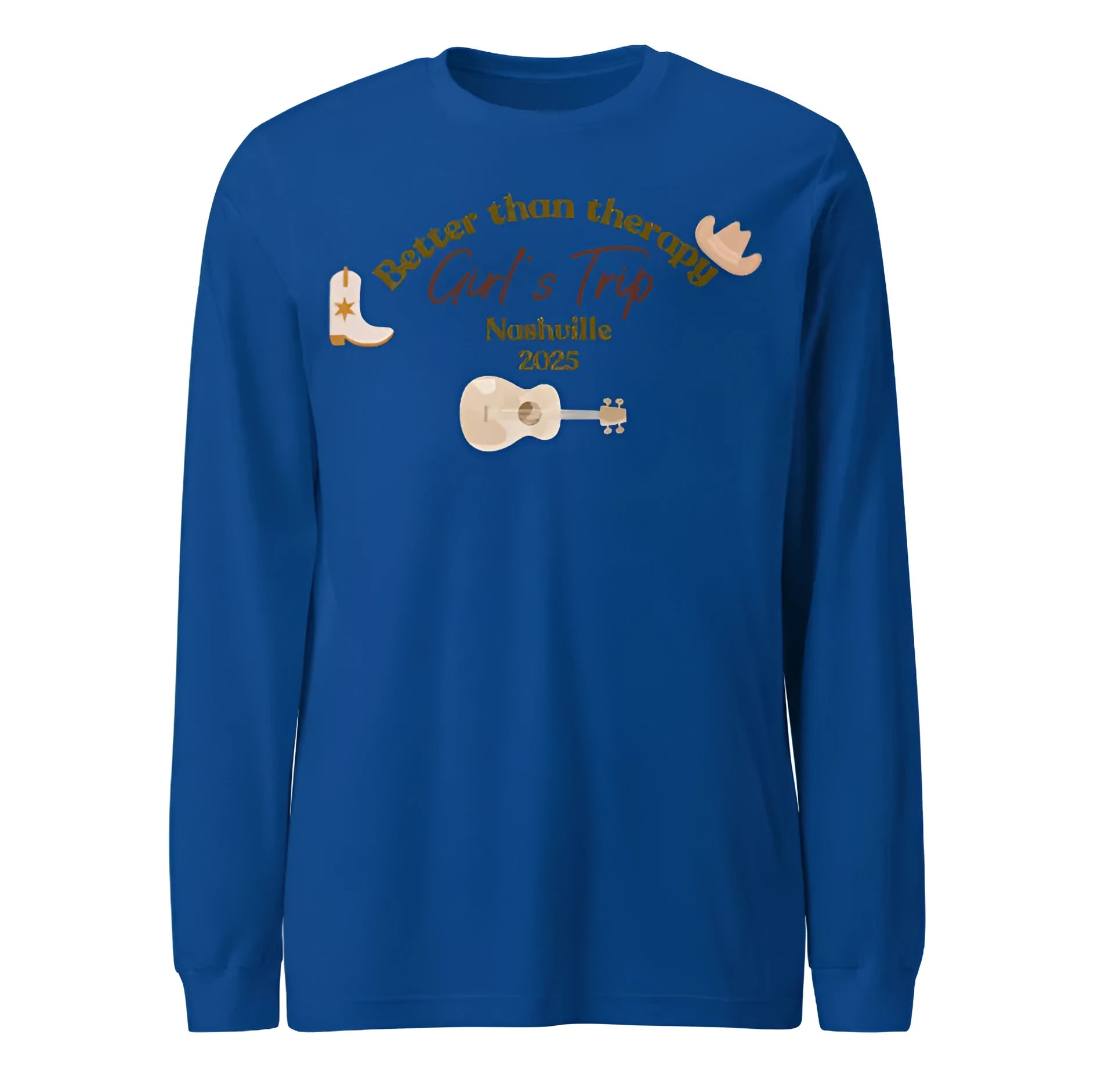 Men's blue patterned loose fit sweater with round neck and printed design