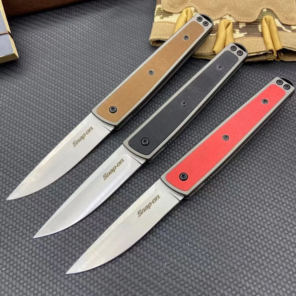 Folding fruit knife with stainless steel blade in open position showing 17cm total length