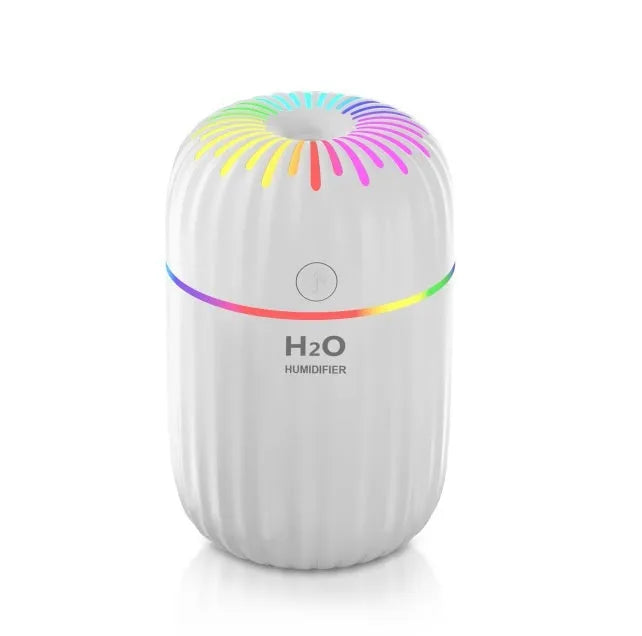 USB portable mini humidifier in white with 300ml water tank and compact design
