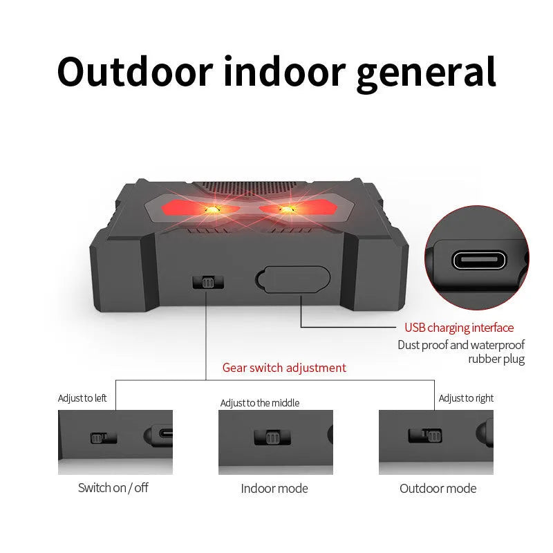 Black outdoor solar ultrasonic animal repeller device with motion detection for garden pest control