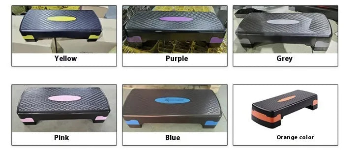 Grey Fit step aerobics platform on a wooden floor