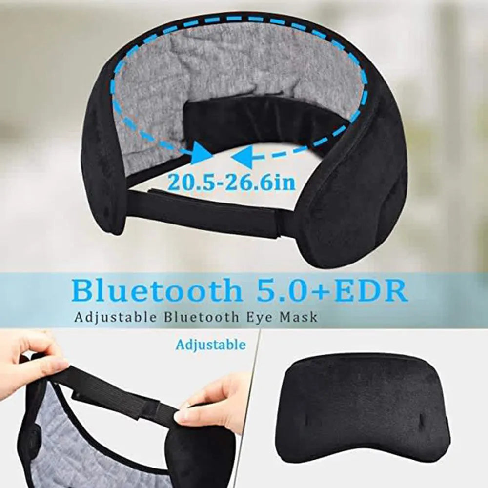 Wireless Bluetooth 5.0 sleeping eye mask with built-in earphones, grey or black velvet headband