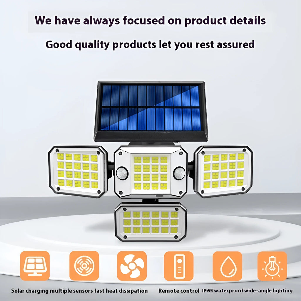 Solar-powered outdoor garden lamp with motion sensor in ABS housing for pathway lighting