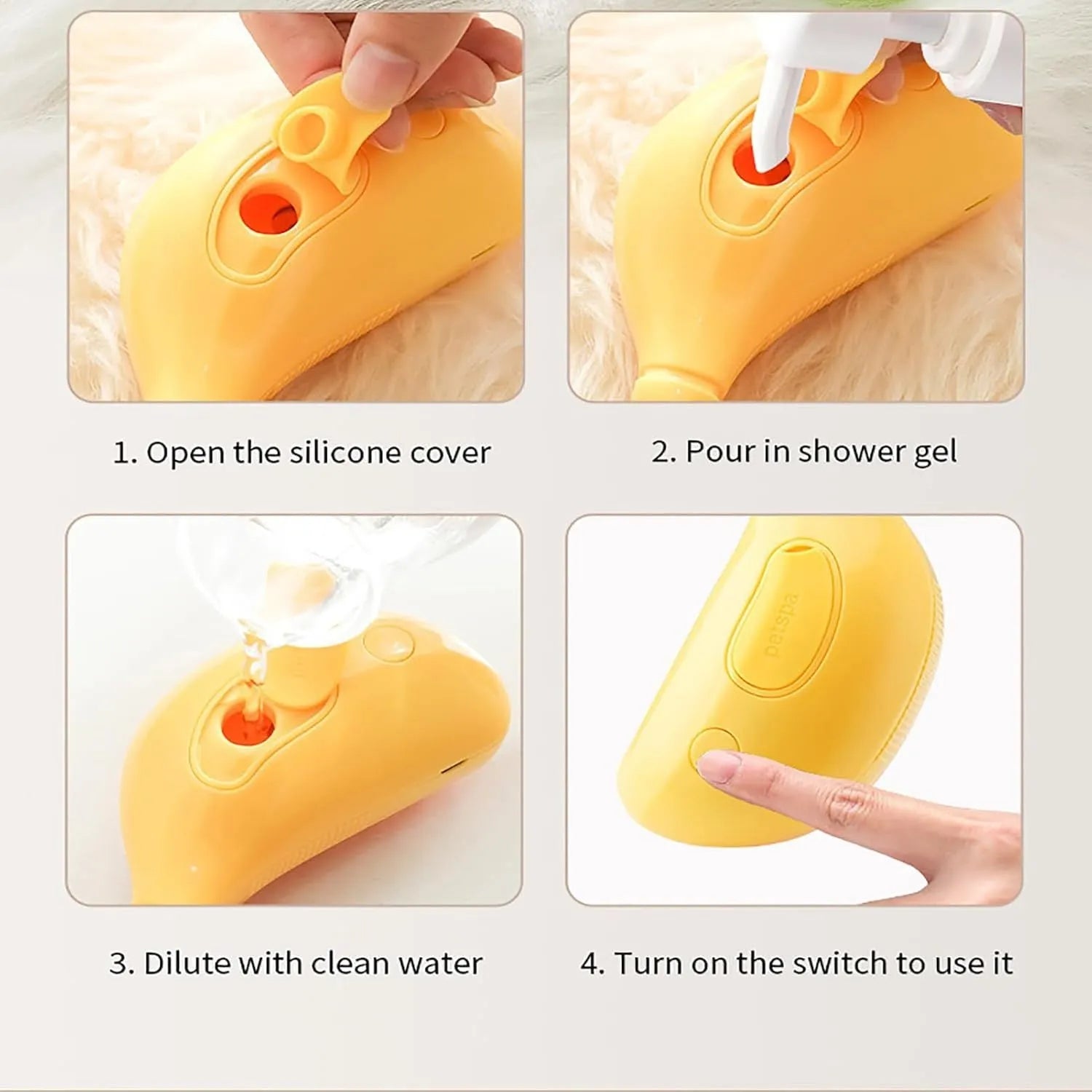 Green rechargeable 3-in-1 cat steam brush with silicone teeth for detangling, massage and steam cleaning
