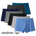 Men's mid-waist cotton boxer shorts in solid colour, breathable antibacterial fabric, size range L to 6XL.