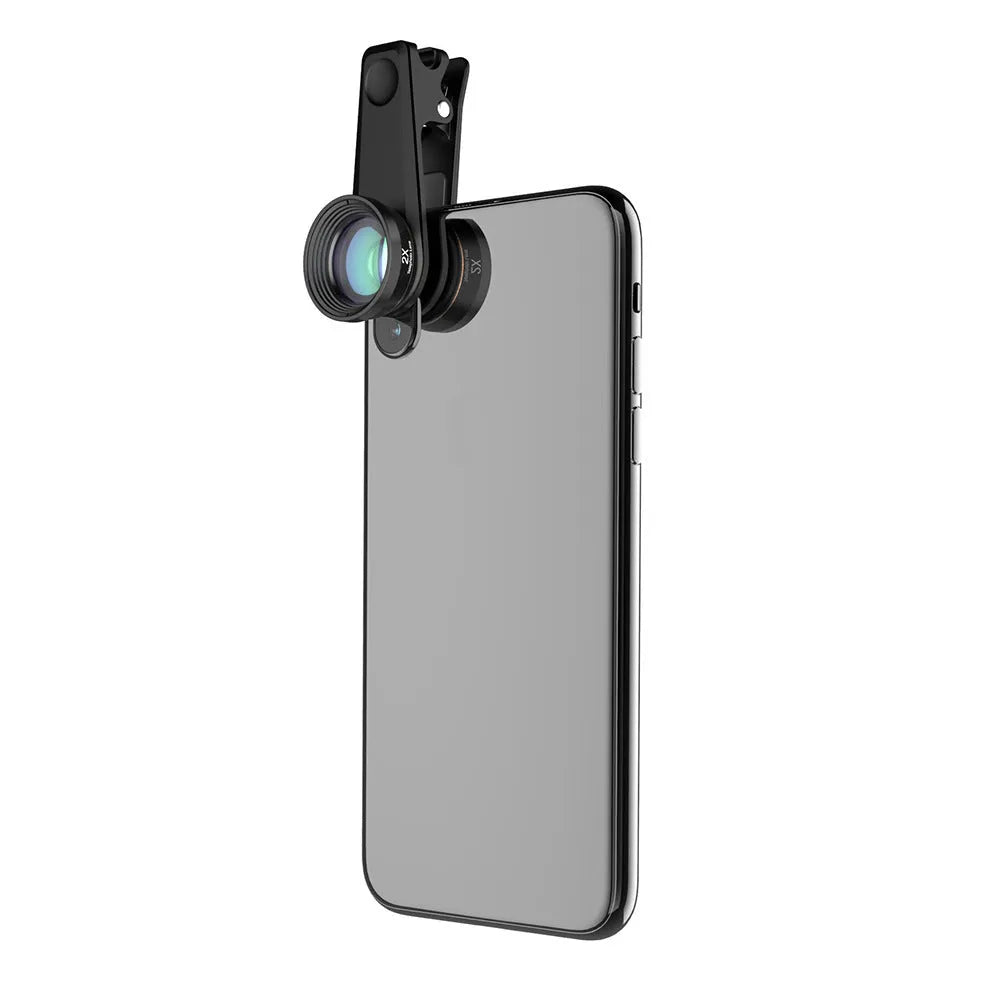 6-in-1 universal smartphone camera lens kit with aluminium housings and clip mount