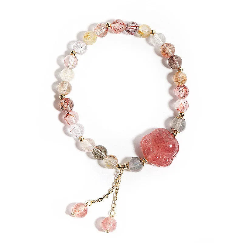 Handmade women's crystal bracelet with natural stones in Korean style design