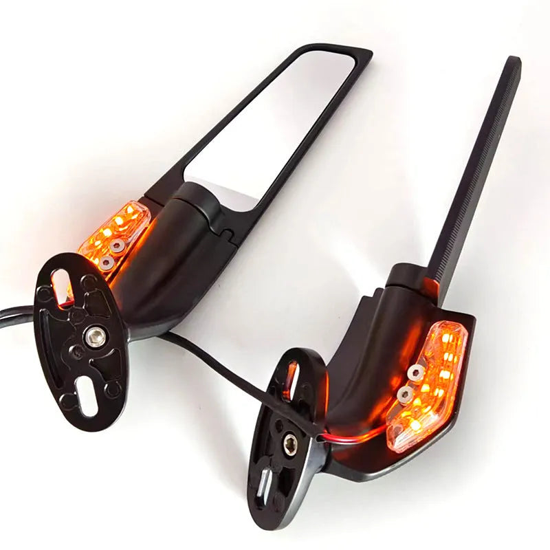 Motorcycle rearview mirror reflector with integrated yellow light and convex white glass lens