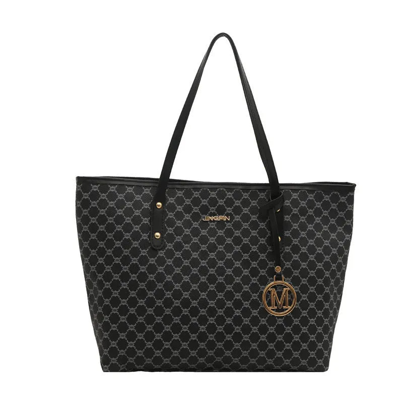 Women's 42cm width PU leather shoulder bag in black, grey, white or brown with street style