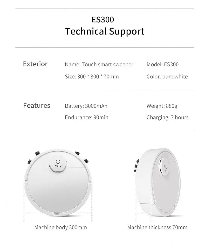 Automatic sweeping robot with ABS plastic housing and built-in lithium battery for floor cleaning.