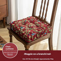 American-style square seat cushion in apricot colour with floral pattern, showing 8cm thickness.