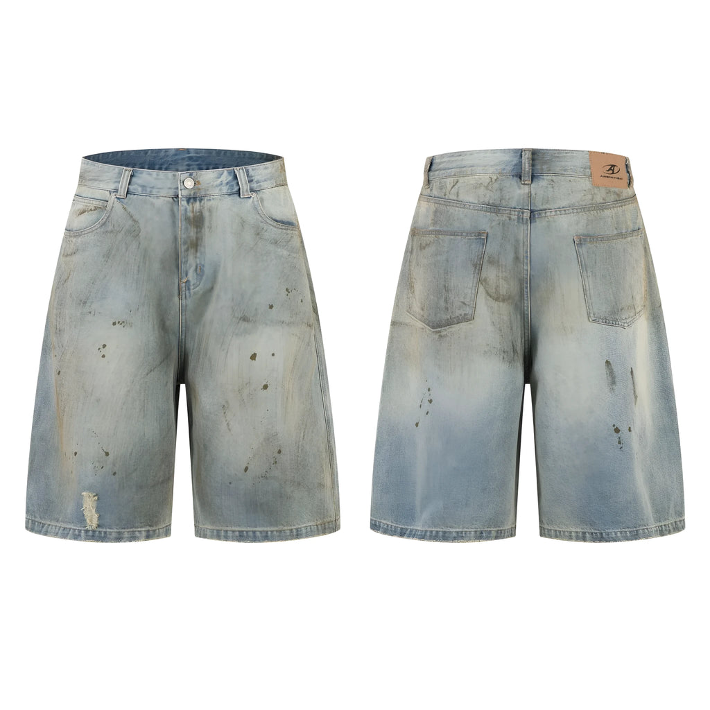 Straight-leg cropped denim jeans in washed blue colour with zipper fly