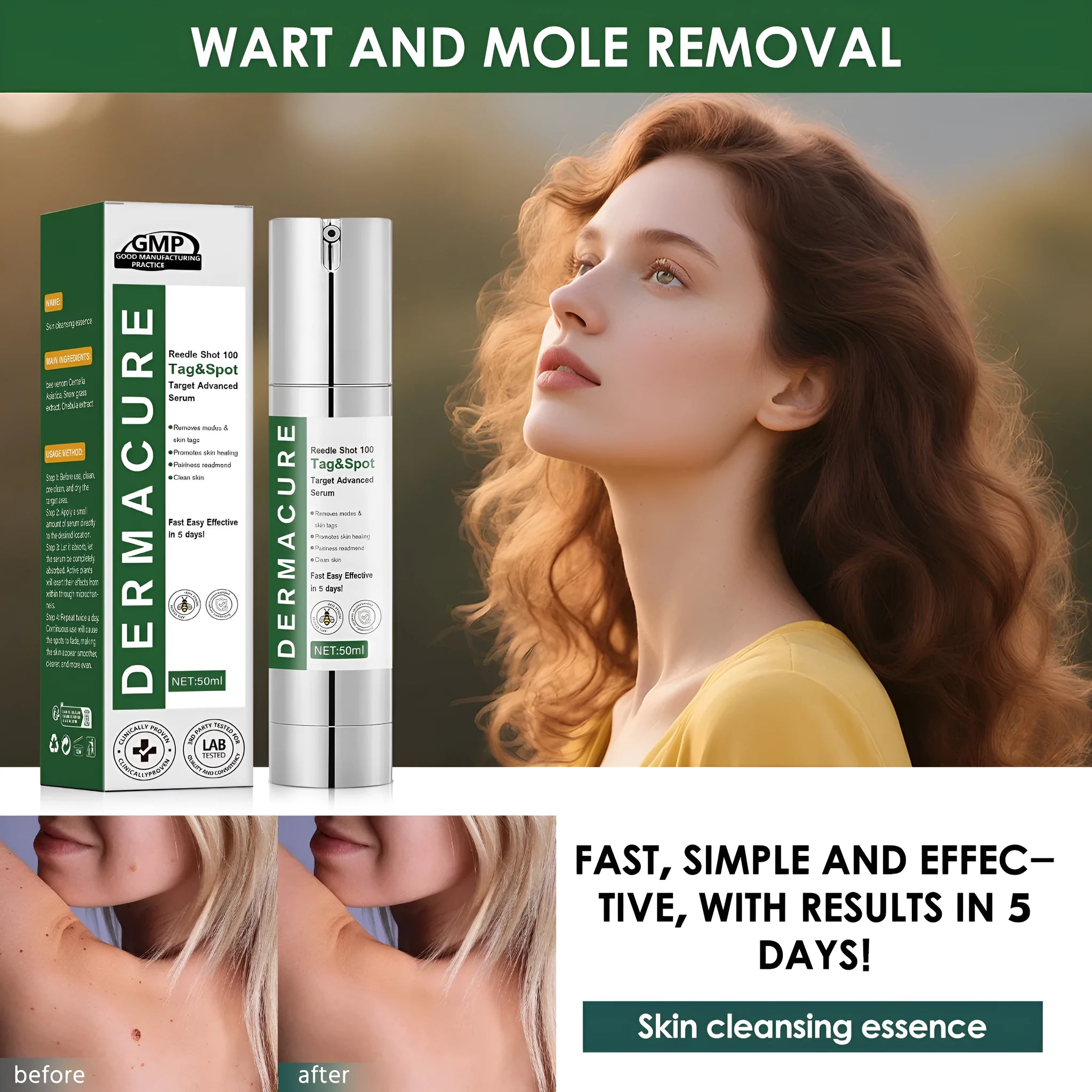 50ml bottle of gentle facial care solution with non-standard formulation for sensitive skin