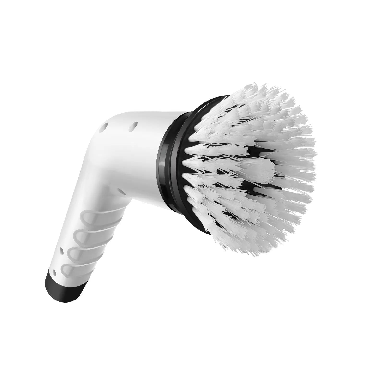 White handheld lithium rechargeable cleaning ball with brush attachment
