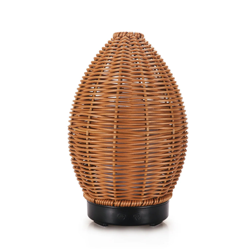 Light wood grain rattan aroma diffuser with 100ml capacity and multiple international plug options