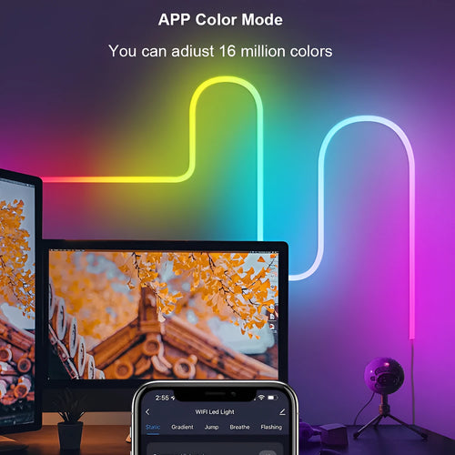 3-metre USB-powered neon LED strip lights with Bluetooth and WiFi control for indoor colour-changing lighting