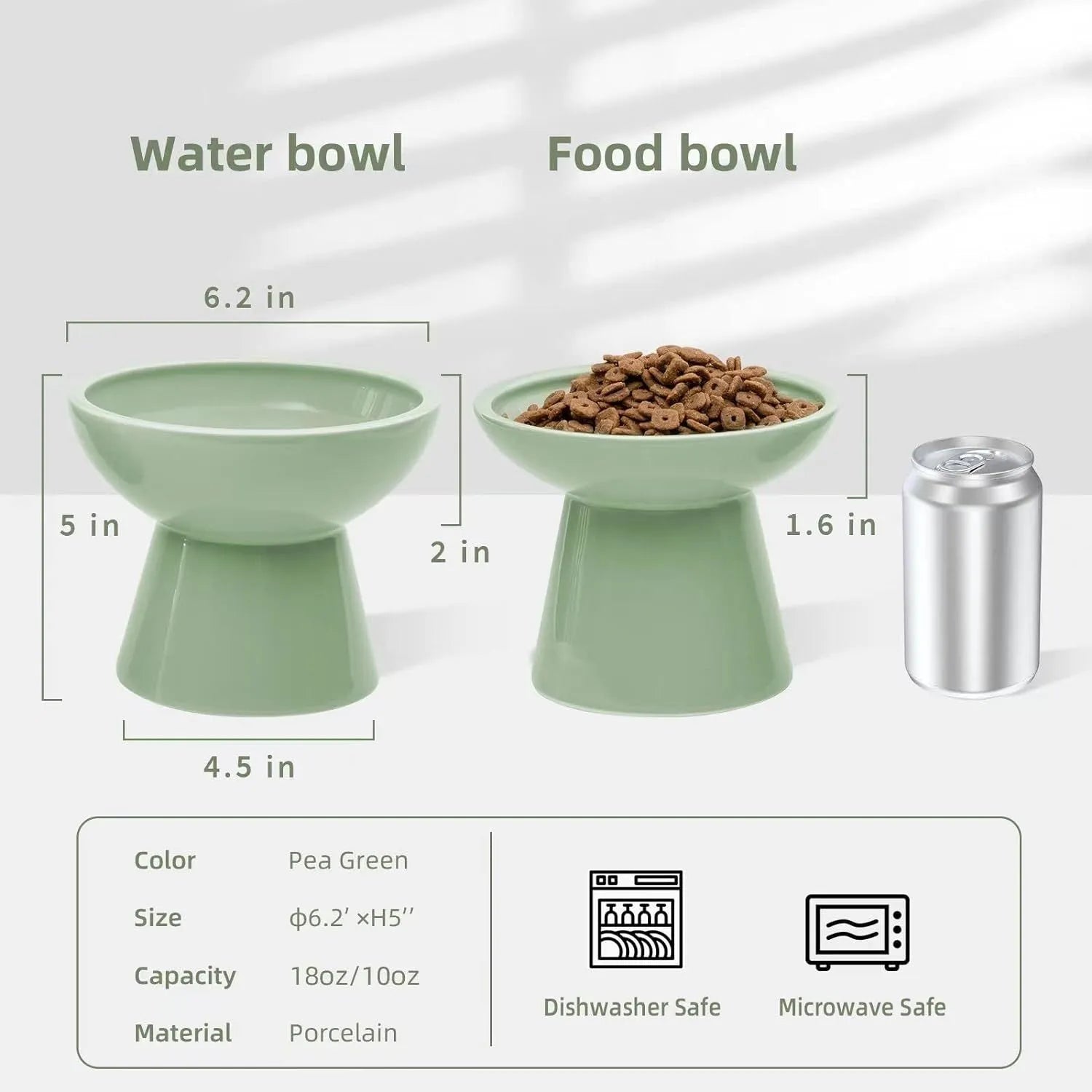 Blue ceramic elevated cat bowl with wide shallow design for food or water