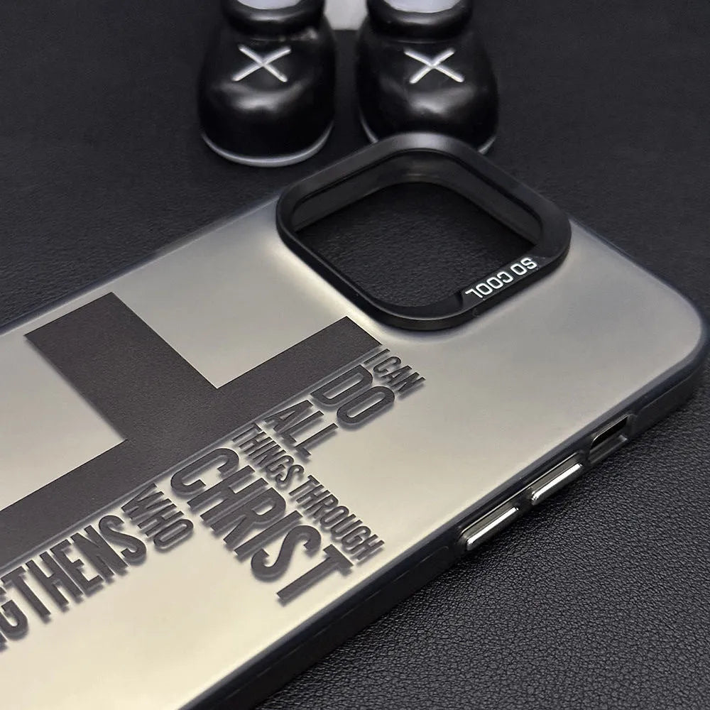 Cross English colour silver drop-resistant hard PC phone case for Apple iPhone, black colour