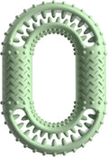 Blue O-ring shaped dog dental chew toy for aggressive chewers measuring 12.5cm by 8.6cm