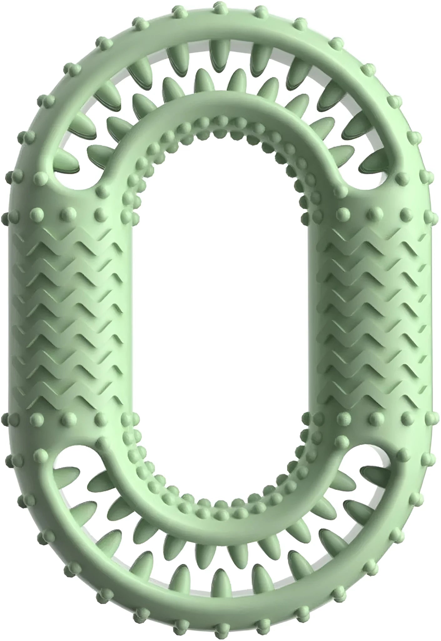 Blue O-ring shaped dog dental chew toy for aggressive chewers measuring 12.5cm by 8.6cm