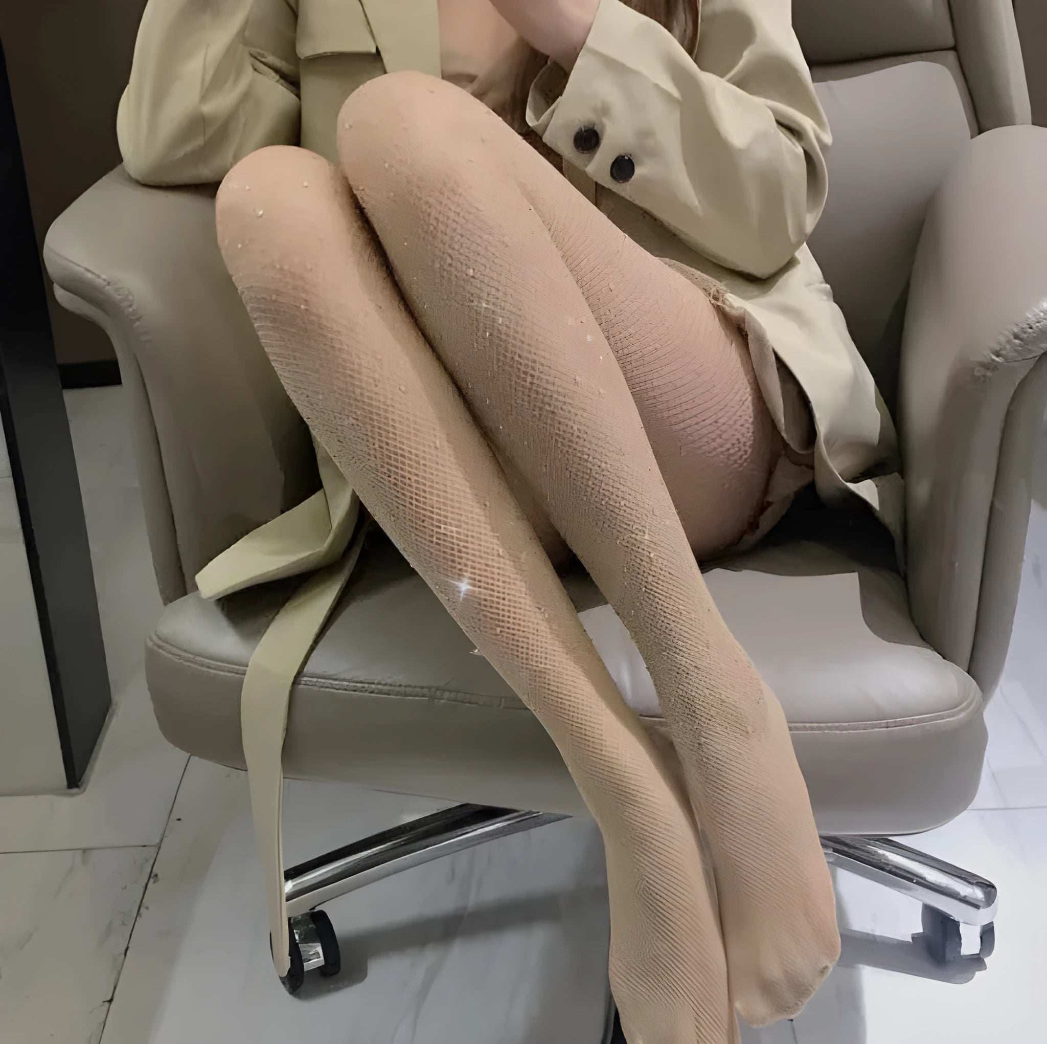 Mesh fishnet stockings with diamond pattern in black, white and skin colour options