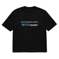 Black men's loose fit T-shirt with a colourful 3D digital cartoon print on the front.