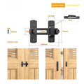 American-style 90-degree sliding door lock for barns, in black carbon steel or stainless steel finish.