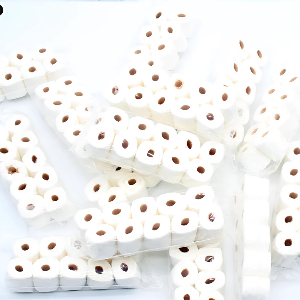 Paper simulated tissue roll model for children's pretend play measuring 30x15x80mm