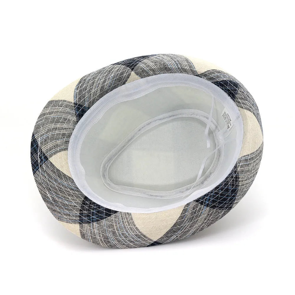 Polyester sun hat with wide brim in black and blue colours for outdoor sun protection