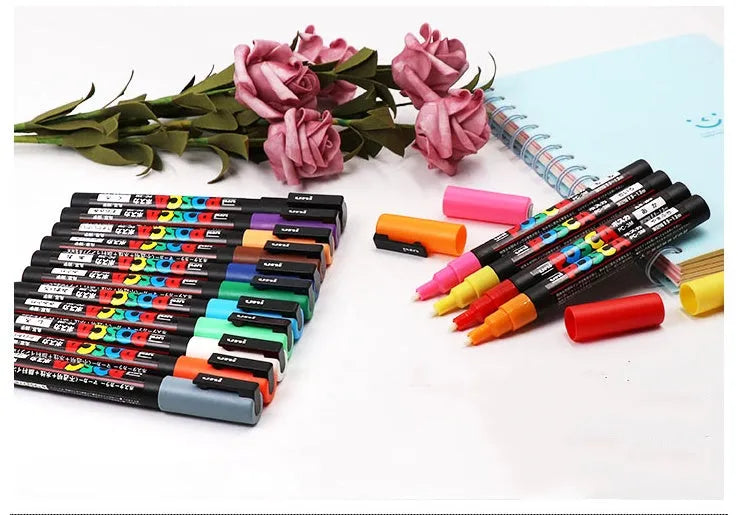 Doodle acrylic marker set with 0.9mm nib in plastic barrel showing colour options for advertising pen use