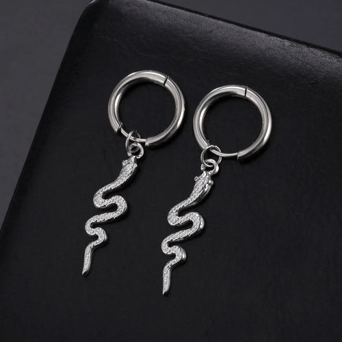 Snake-shaped vintage clip-on earrings with 18K gold plating on stainless steel