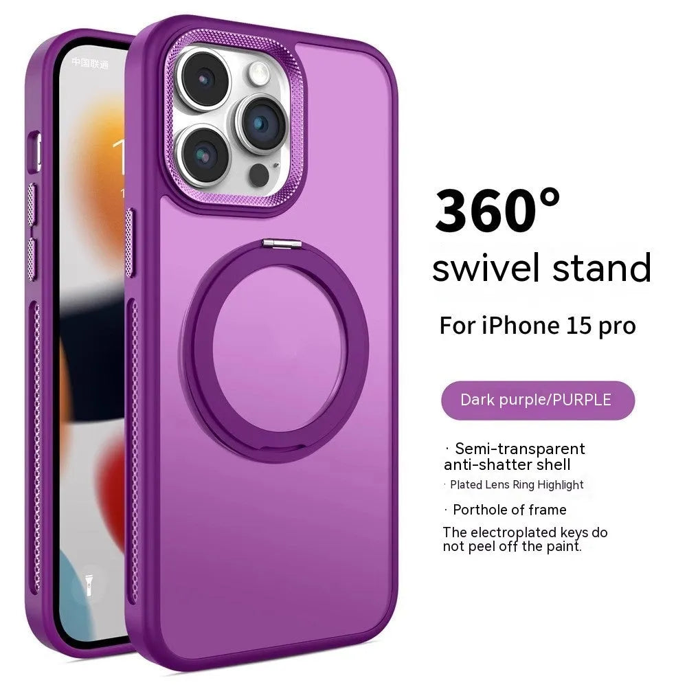 Rotating bracket magnetic suction phone case for iPhone in Deep Sea Blue, Deep Space Black, and Titanium Gray colours